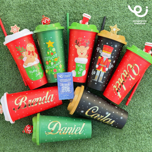 VASO CAFETERO CON POPOTE NAVIDEÑO