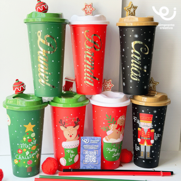 VASO CAFETERO CON POPOTE NAVIDEÑO