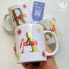 TAZAS BLANCAS CON INICIAL NAVIDEÑAS