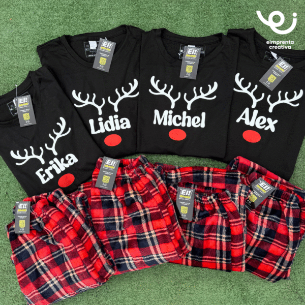 76 CONJUNTO DE PIJAMAS INDIVIDUAL O FAMILIAR NAVIDEÑA